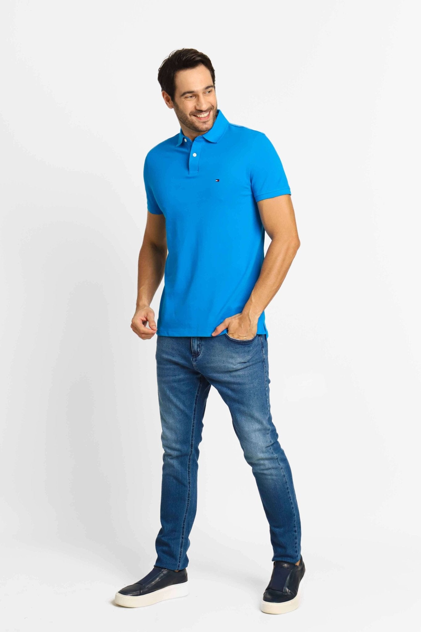 Polo Masculina Tommy Hilfiger Regular Fit 1985 Azul Celeste - Henri Store