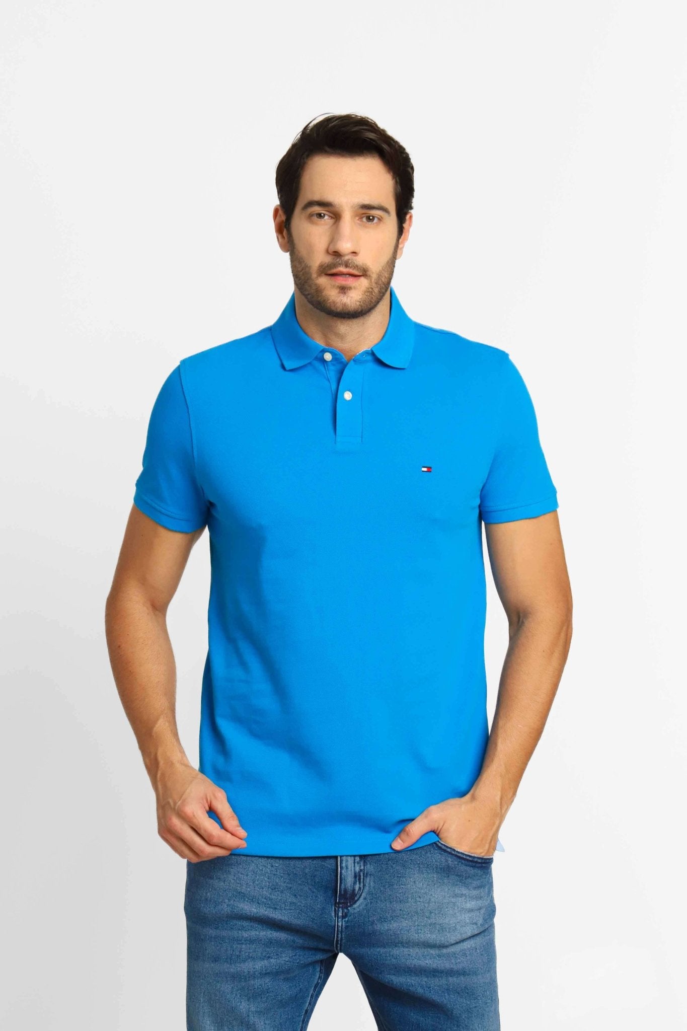 Polo Masculina Tommy Hilfiger Regular Fit 1985 Azul Celeste - Henri Store