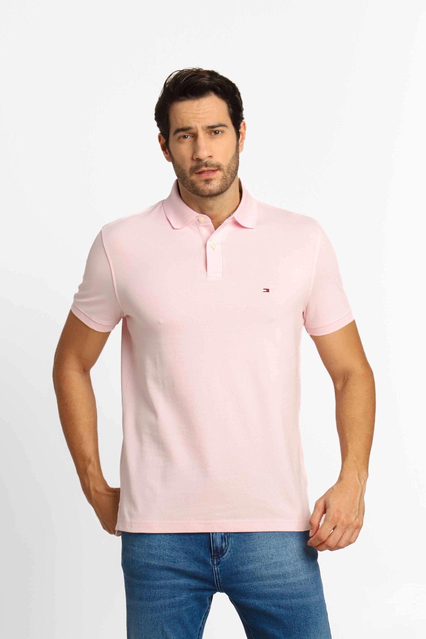Polo Masculina Tommy Hilfiger Regular Fit Rosa Claro - Henri Store