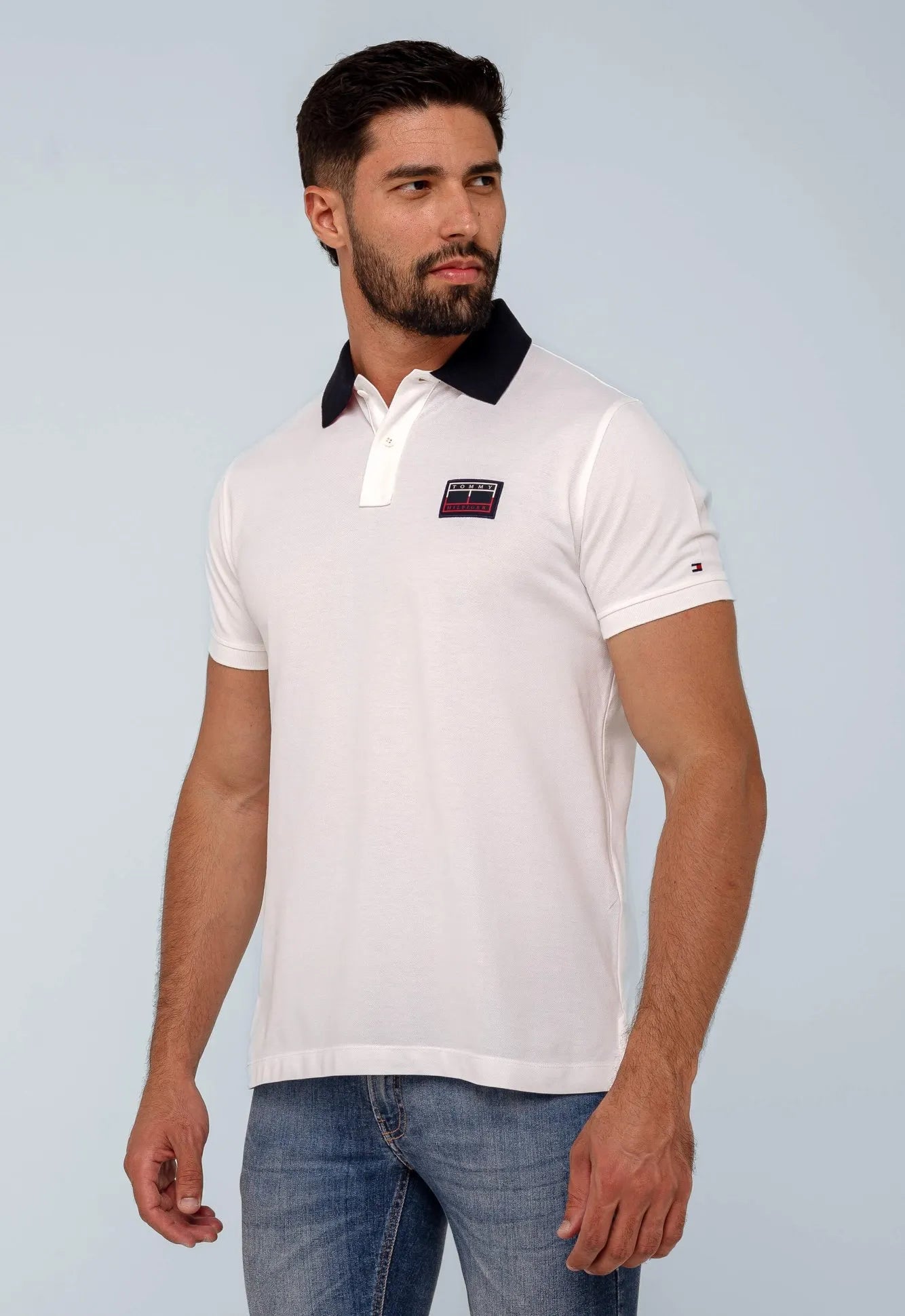 Polo Masculina Tommy Hilfiger Regular Fit Under Collar Branca - Henri Store