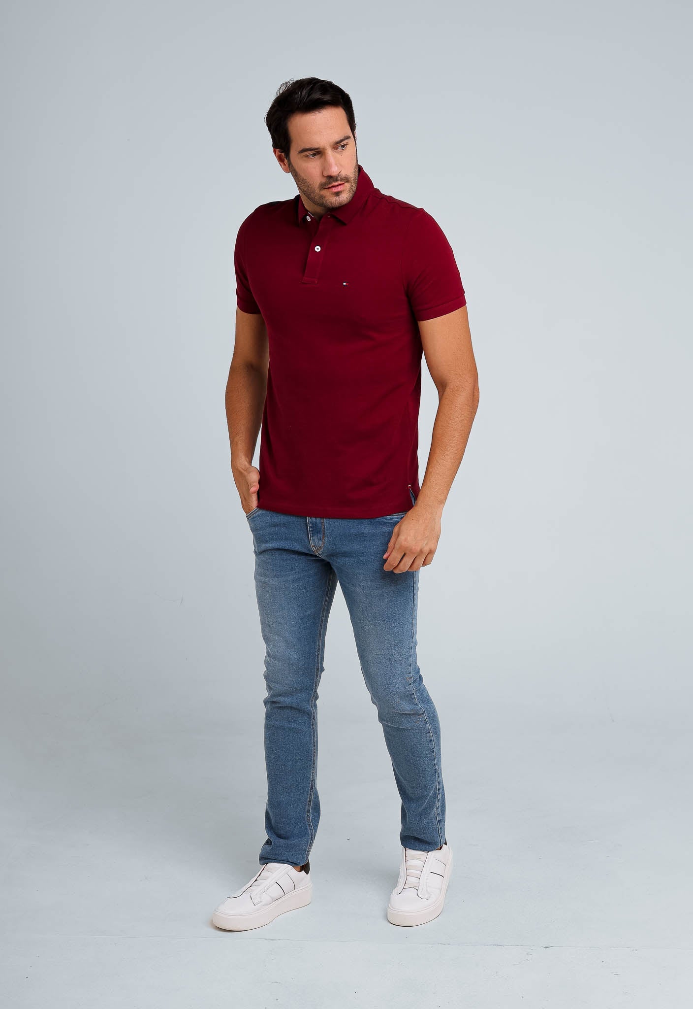 Polo Masculina Tommy Hilfiger Regular Fit Vinho - Henri Store