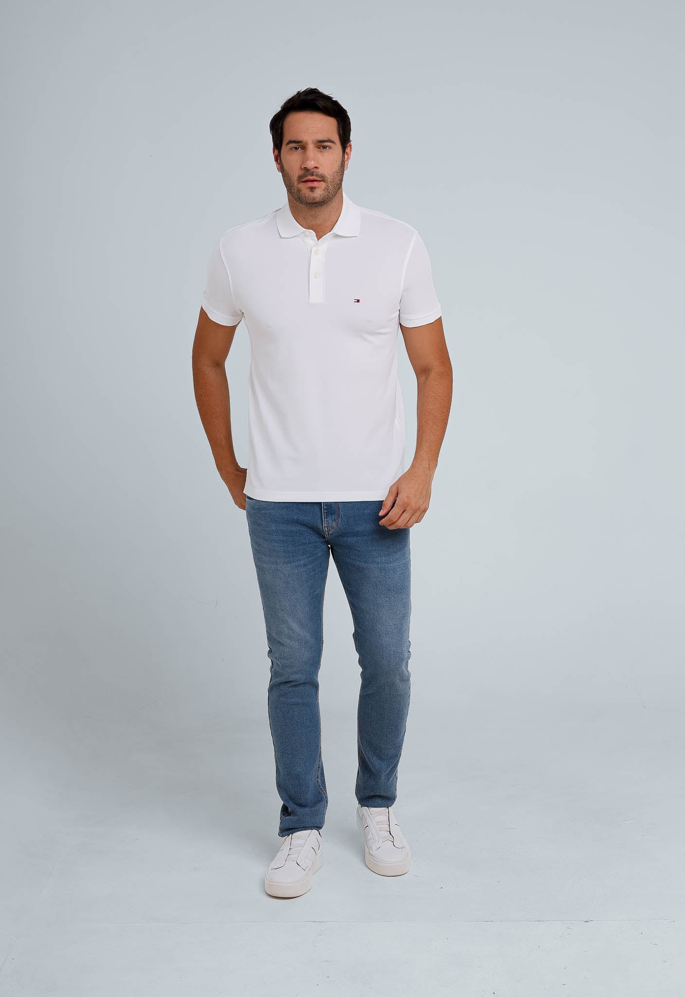 Polo Masculina Tommy Hilfiger Slim Fit Branca - Henri Store