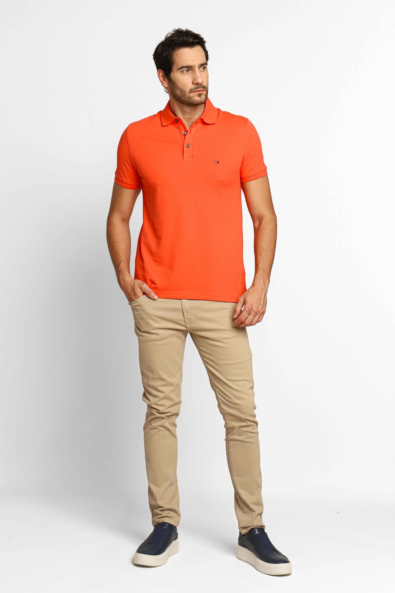 Polo Masculina Tommy Hilfiger Slim Fit Coral - Henri Store