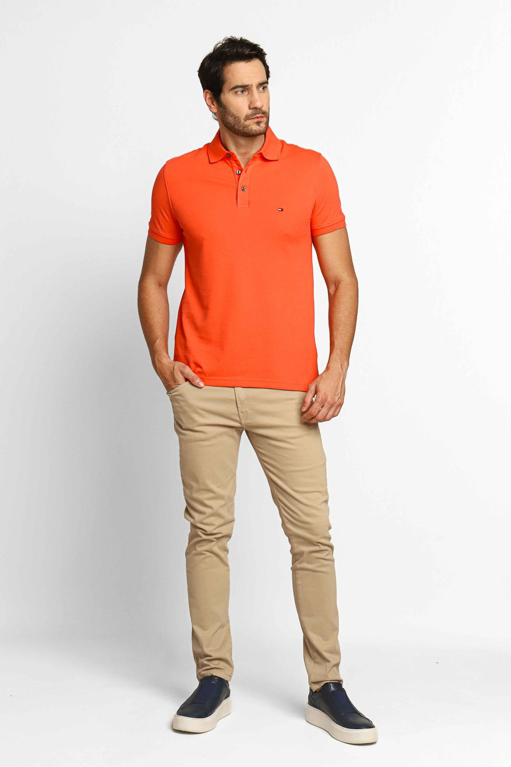 Polo Masculina Tommy Hilfiger Slim Fit Coral - Henri Store