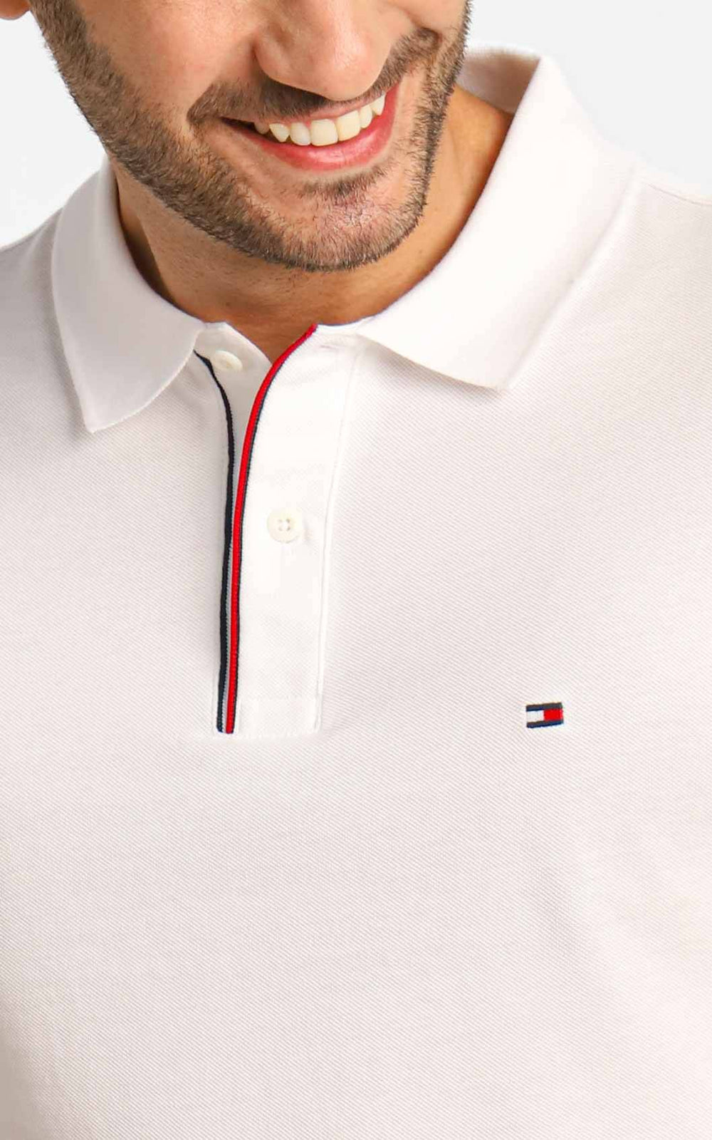 Polo Masculina Tommy Hilfiger Slim Fit Ess Detail Branco - Henri Store
