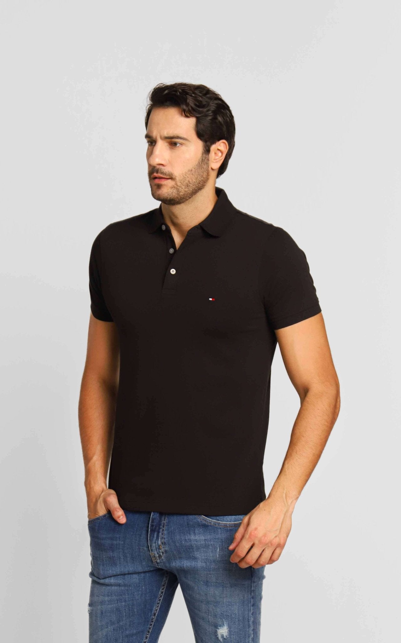 Polo Masculina Tommy Hilfiger Slim Fit Preto - Henri Store