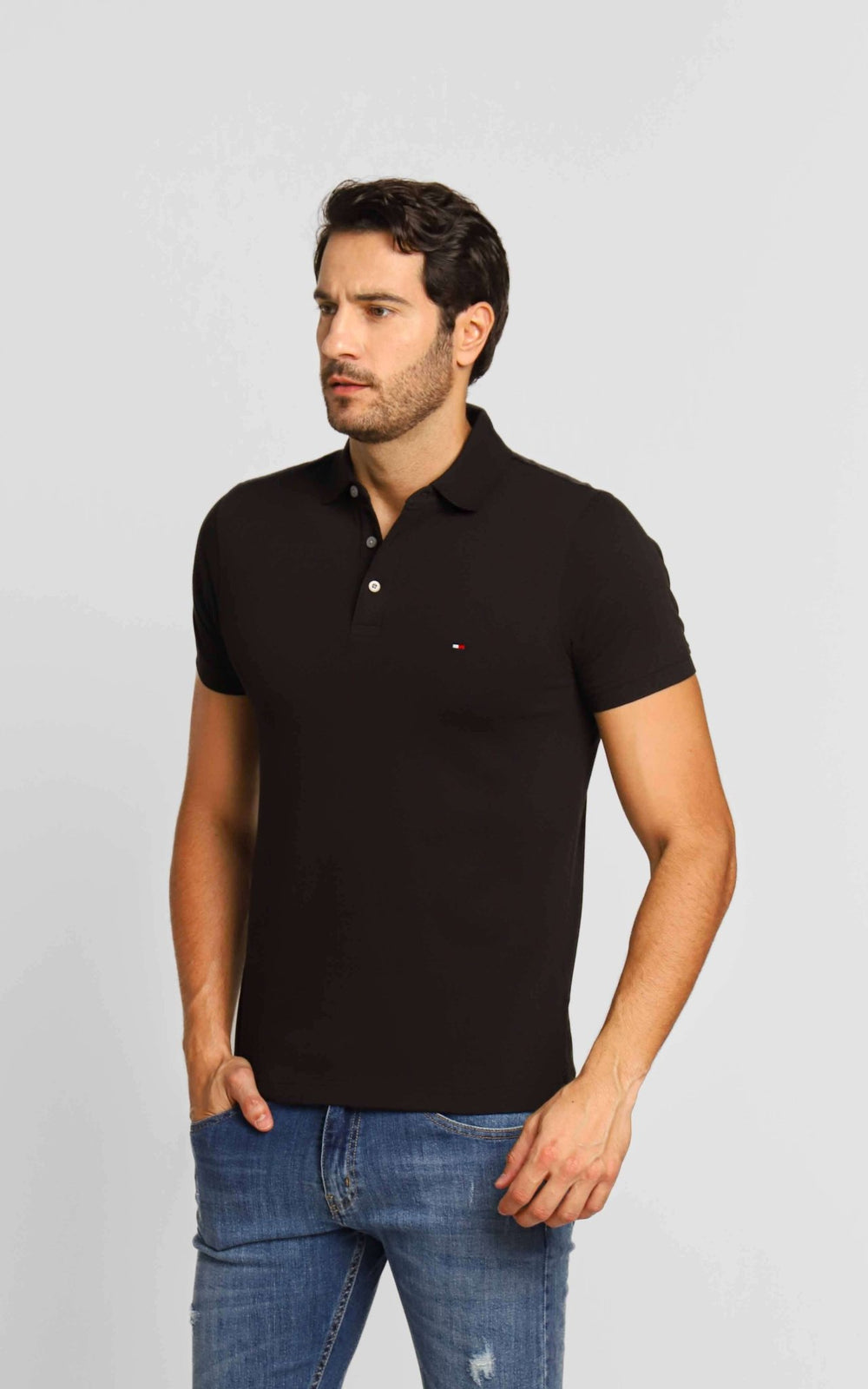 Polo Masculina Tommy Hilfiger Slim Fit Preto - Henri Store