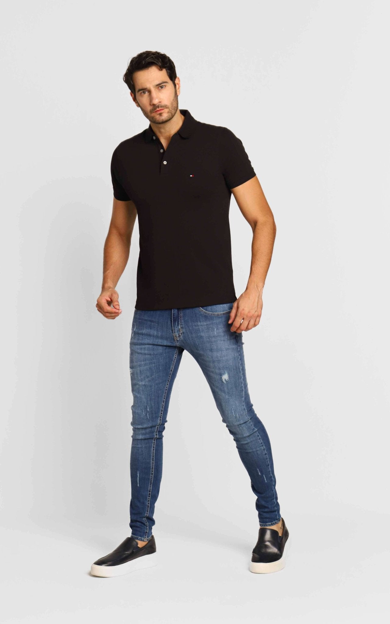 Polo Masculina Tommy Hilfiger Slim Fit Preto - Henri Store