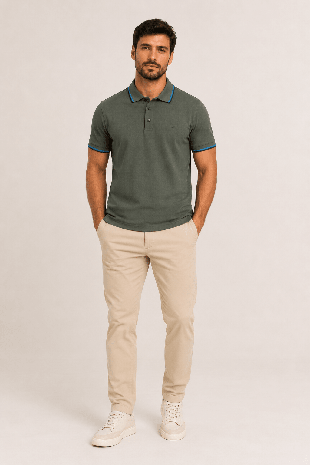 Polo Piquet Classic Ellus Verde Militar Gola - Henri Store