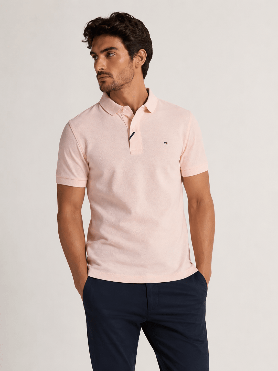 Polo Regular Fit Tommy Hilfiger Rosa Bebê - Henri Store
