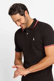 Polo RL Preta Friso Gola Small Poney Branco - Sale - Henri Store