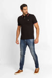 Polo RL Preta Friso Gola Small Poney Branco - Sale - Henri Store