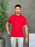 Polo RL Vermelha com Frisos e Small Poney Amarelo - Henri Store