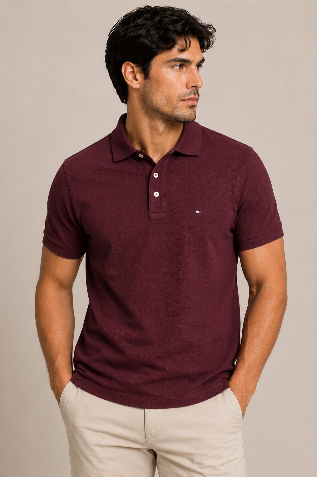 Polo Tommy Hilfiger Regular Fit Bordo - Henri Store