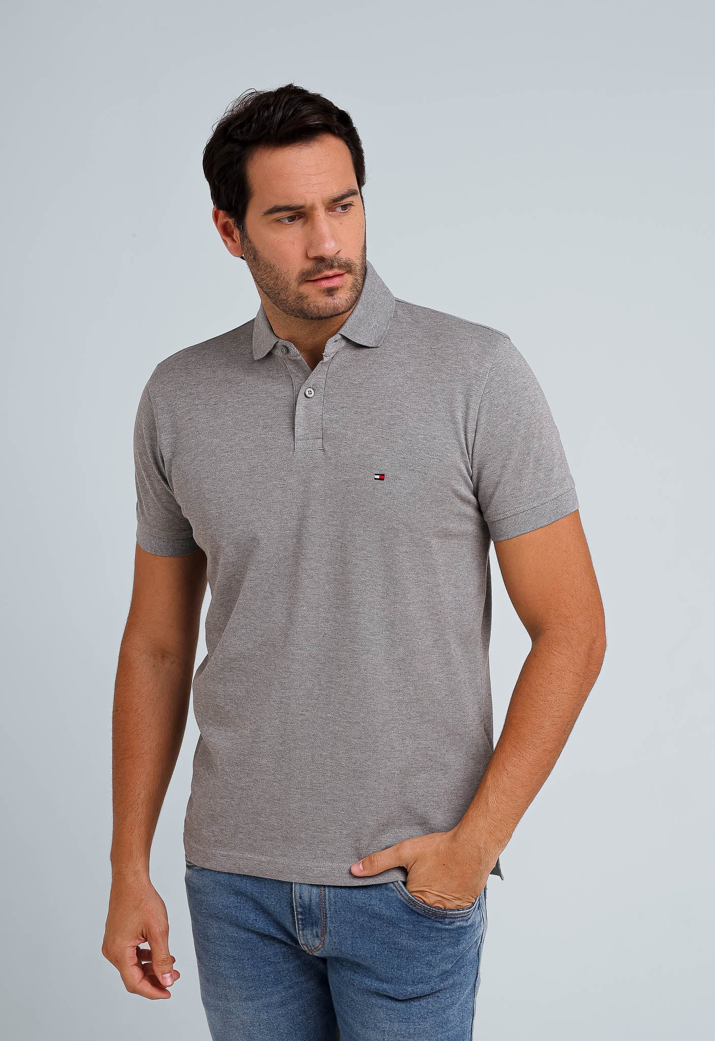 Polo Tommy Hilfiger Regular Fit Cinza - Henri Store