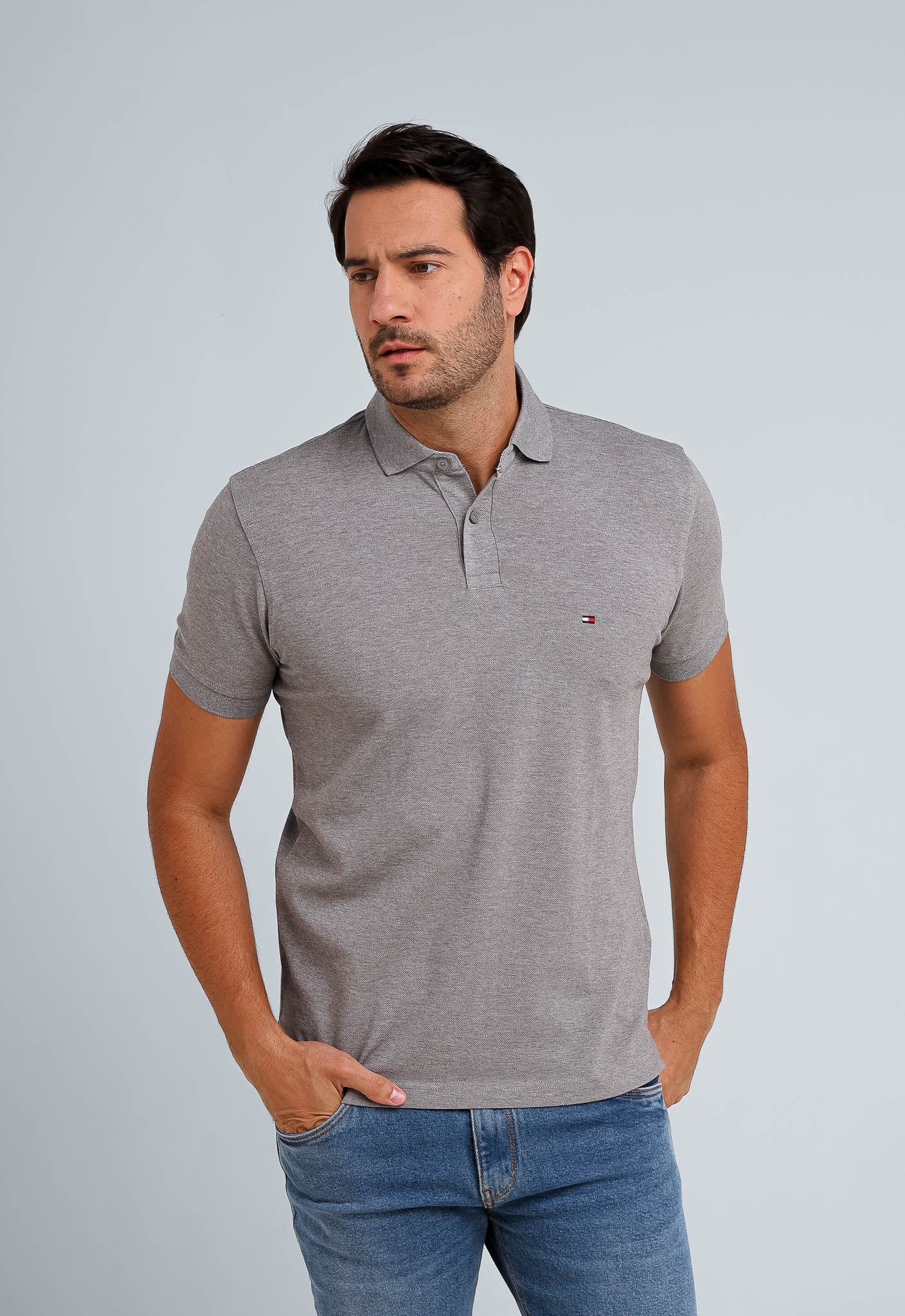 Polo Tommy Hilfiger Regular Fit Cinza - Henri Store
