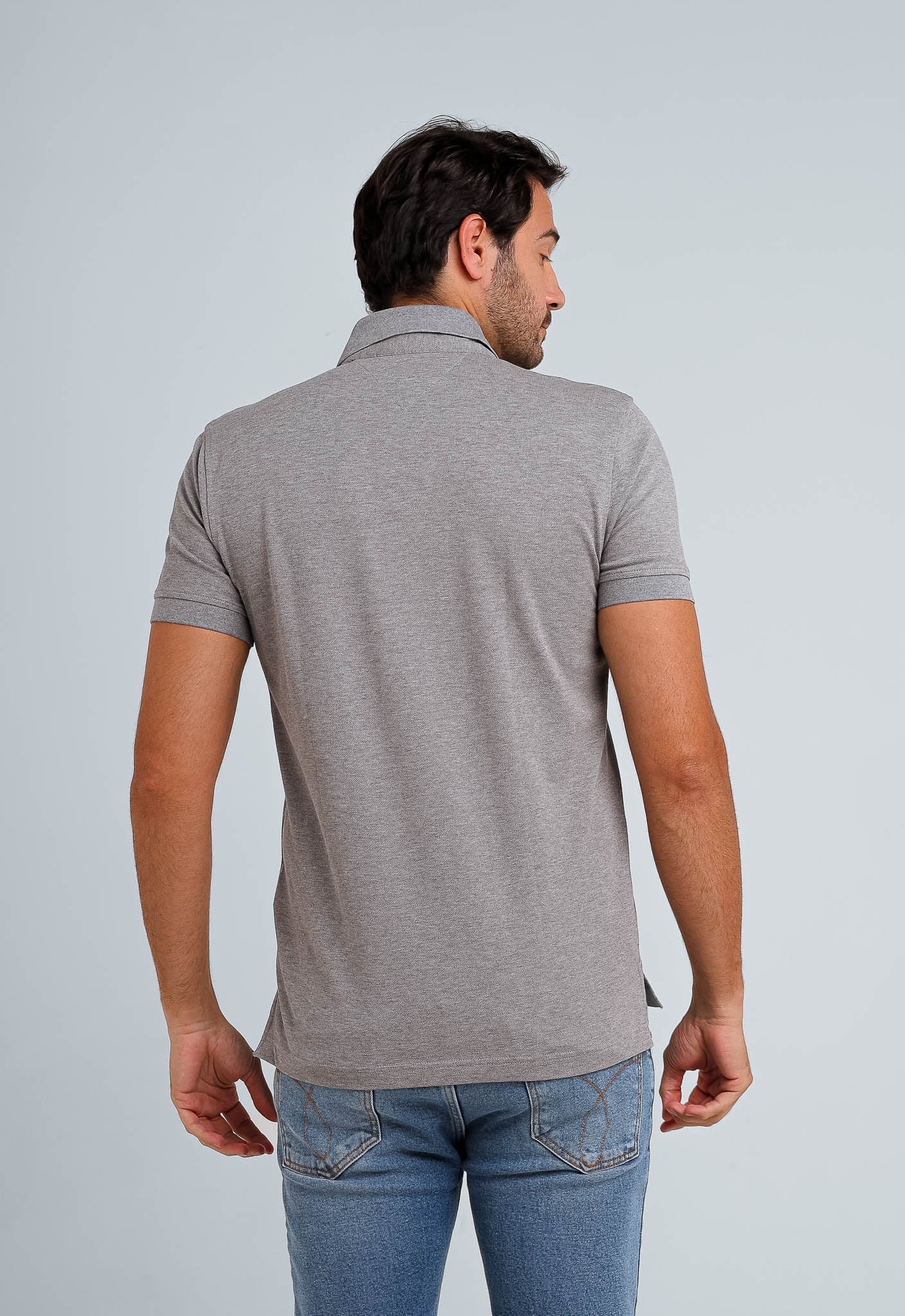 Polo Tommy Hilfiger Regular Fit Cinza - Henri Store