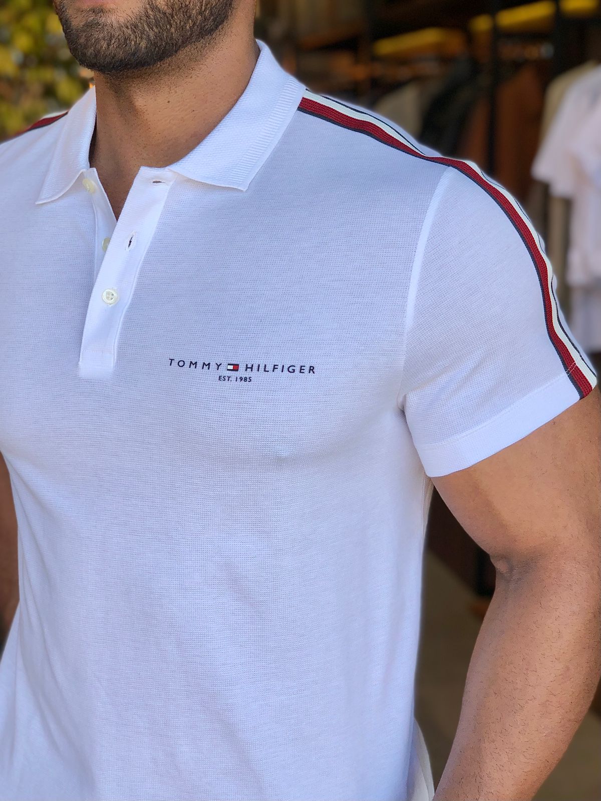 Polo Tommy Hilfiger Shoulder Branca - Henri Store
