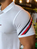 Polo Tommy Hilfiger Slim Fit Sleeve Tape Branca - Henri Store