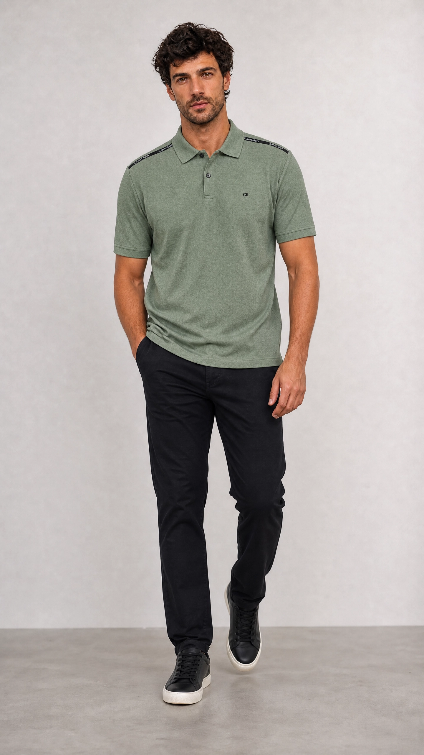 Polo Calvin Klein Slim Fit Logo Ombros