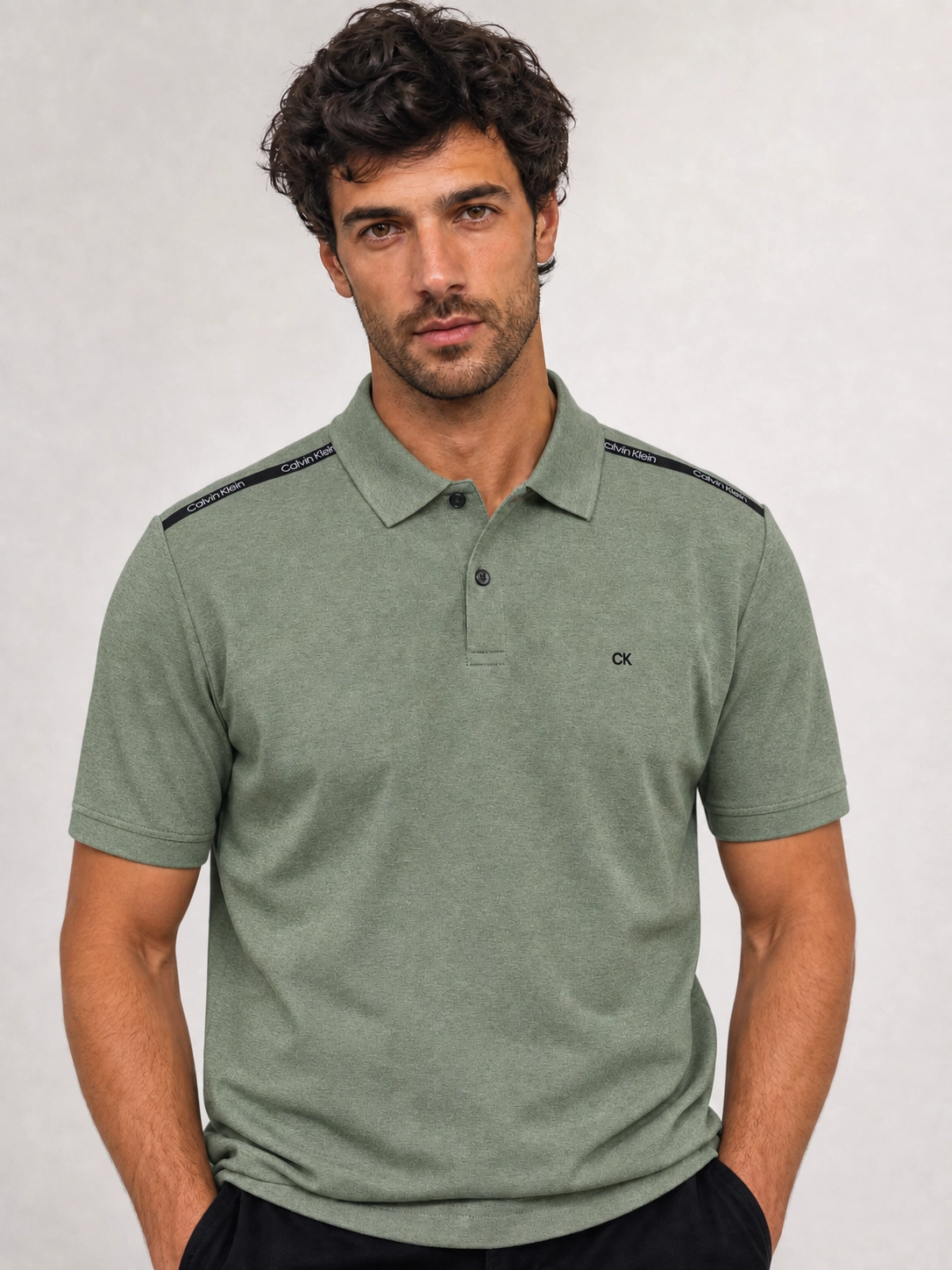 Polo Calvin Klein Slim Fit Logo Ombros
