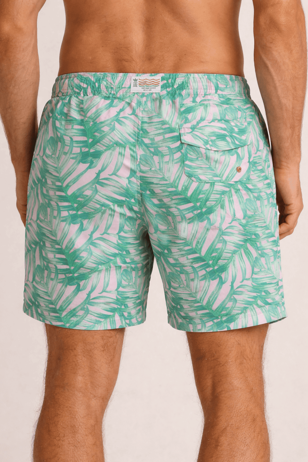 Short Praia Sergio K Estampa Folhagem Contraste Rosa - Henri Store