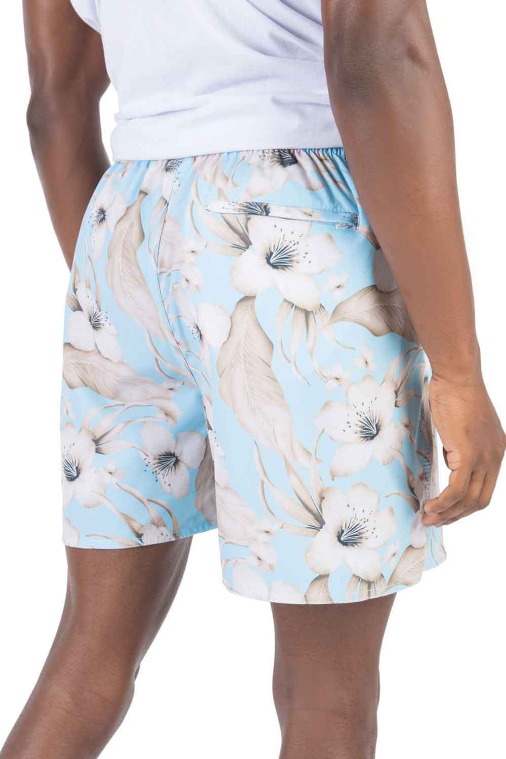Short Taco Flex Sublimado Estampado Hibisco Azul Claro - Henri Store