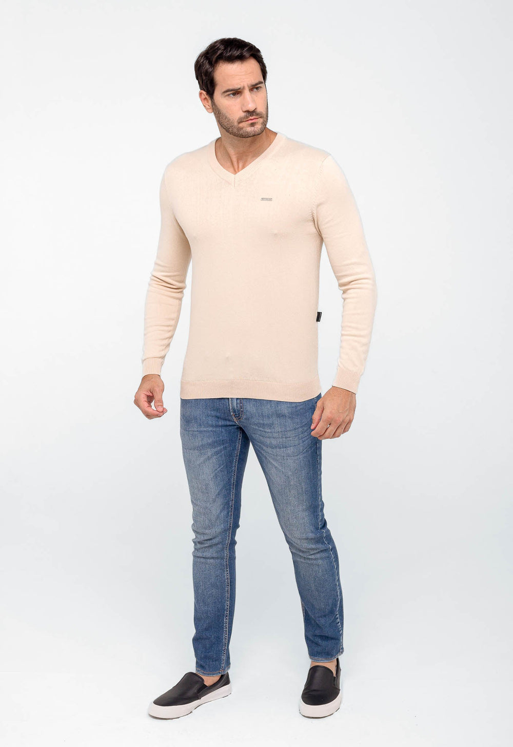 Suéter Armani Exchange Básico Bege LIVE - Henri Store