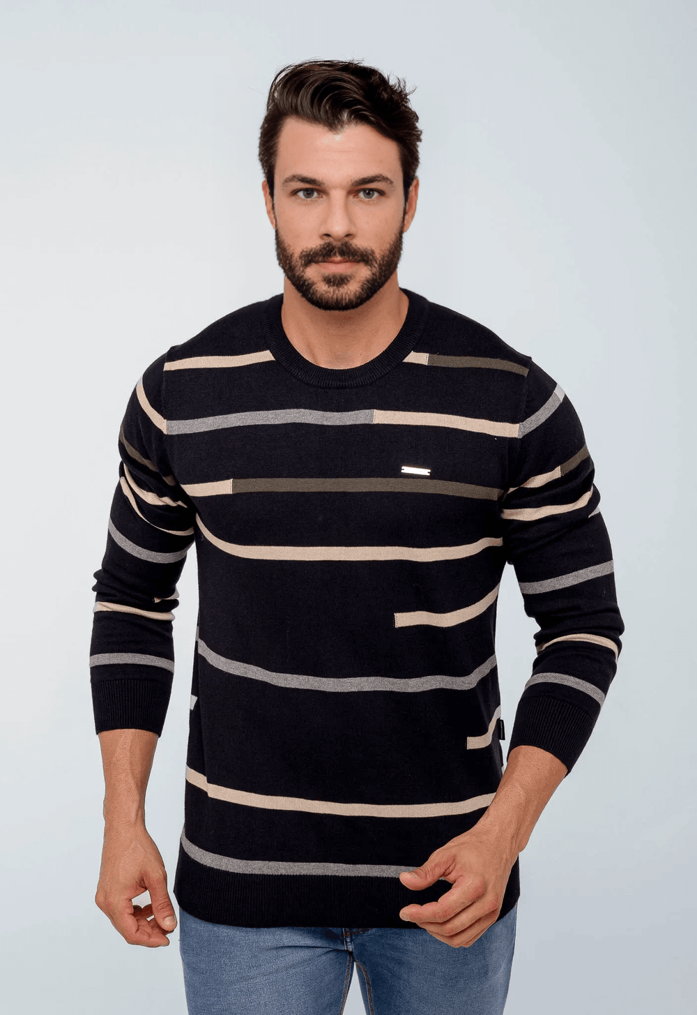 Suéter Armani Exchange Básico Listrado - Live - Henri Store