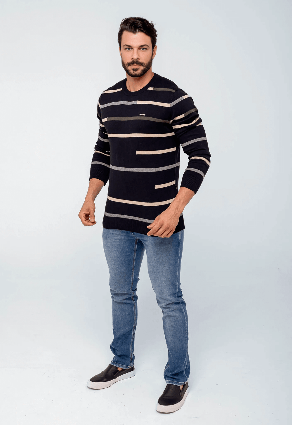 Suéter Armani Exchange Básico Listrado - Live - Henri Store