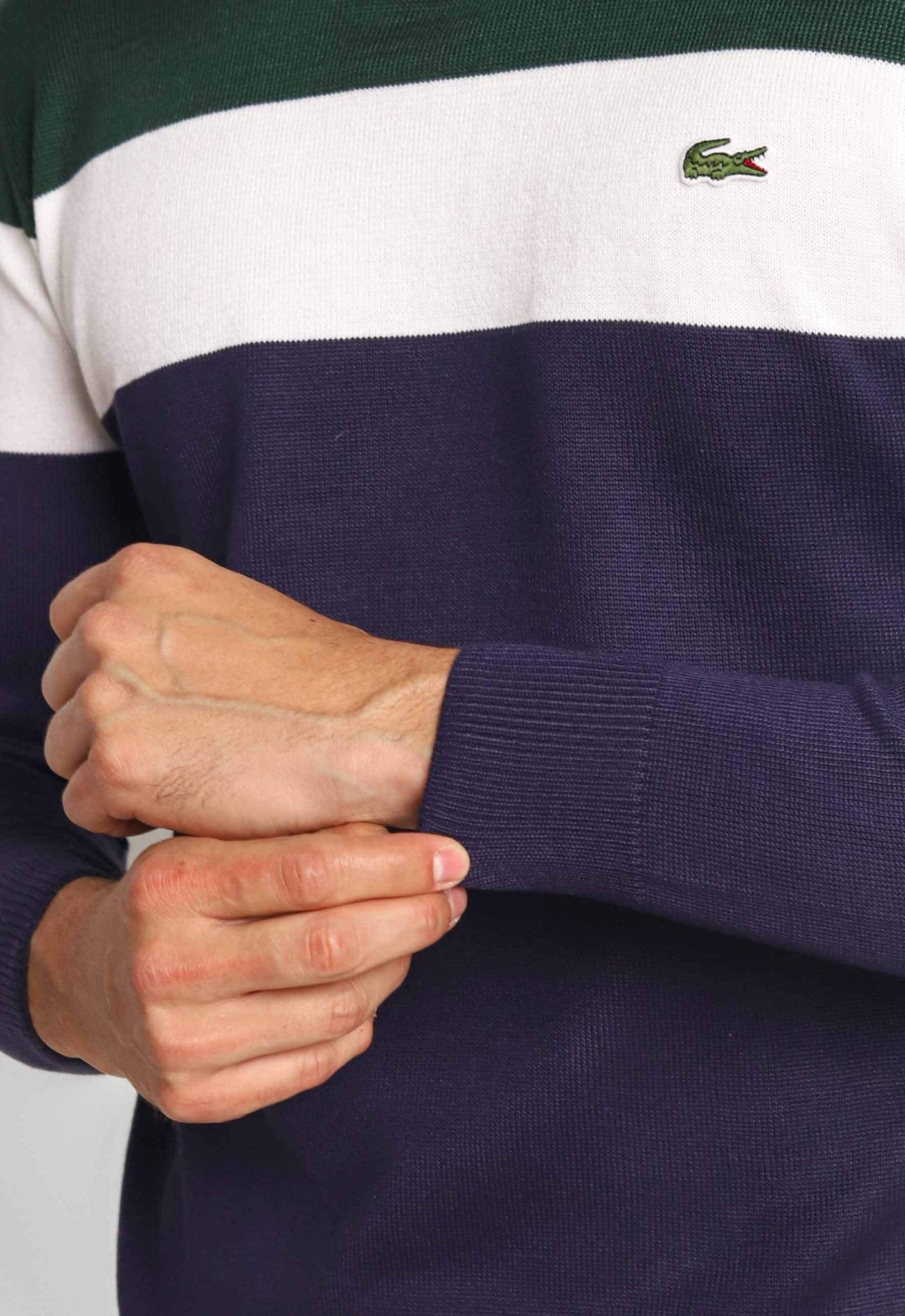 Suéter Lacoste Regular Fit Listrado Azul Marinho - Henri Store