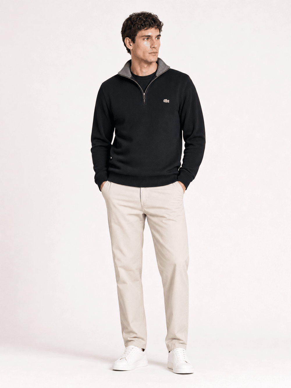 Suéter Lacoste Zíper Preto - Henri Store