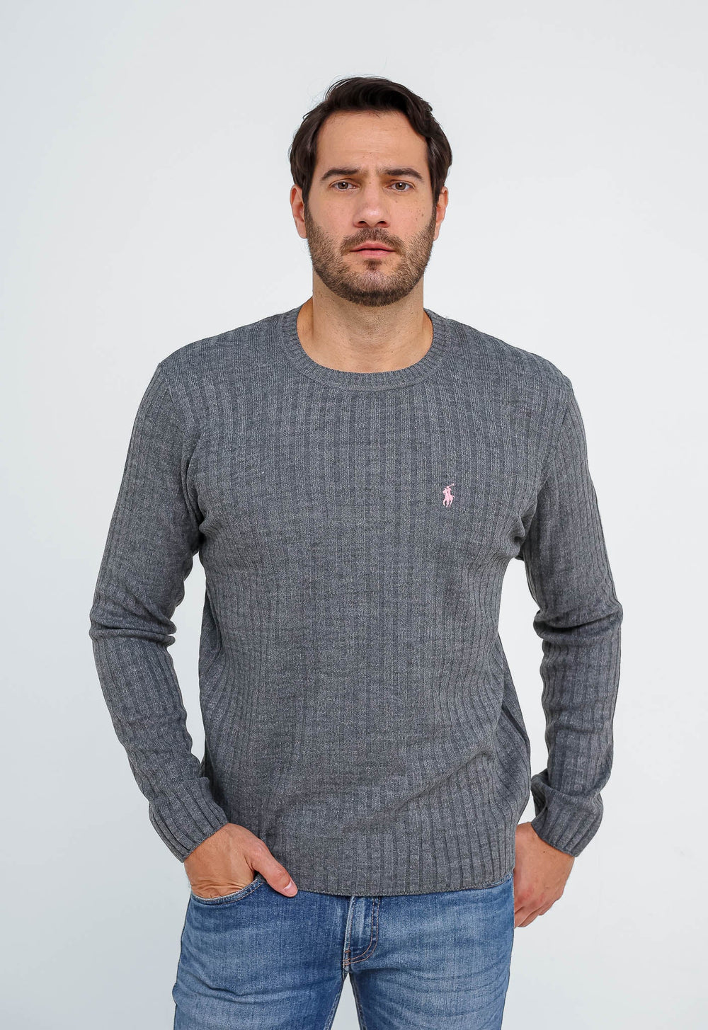 Suéter RL Cinza Mescla C/ Poney Rosa - Henri Store