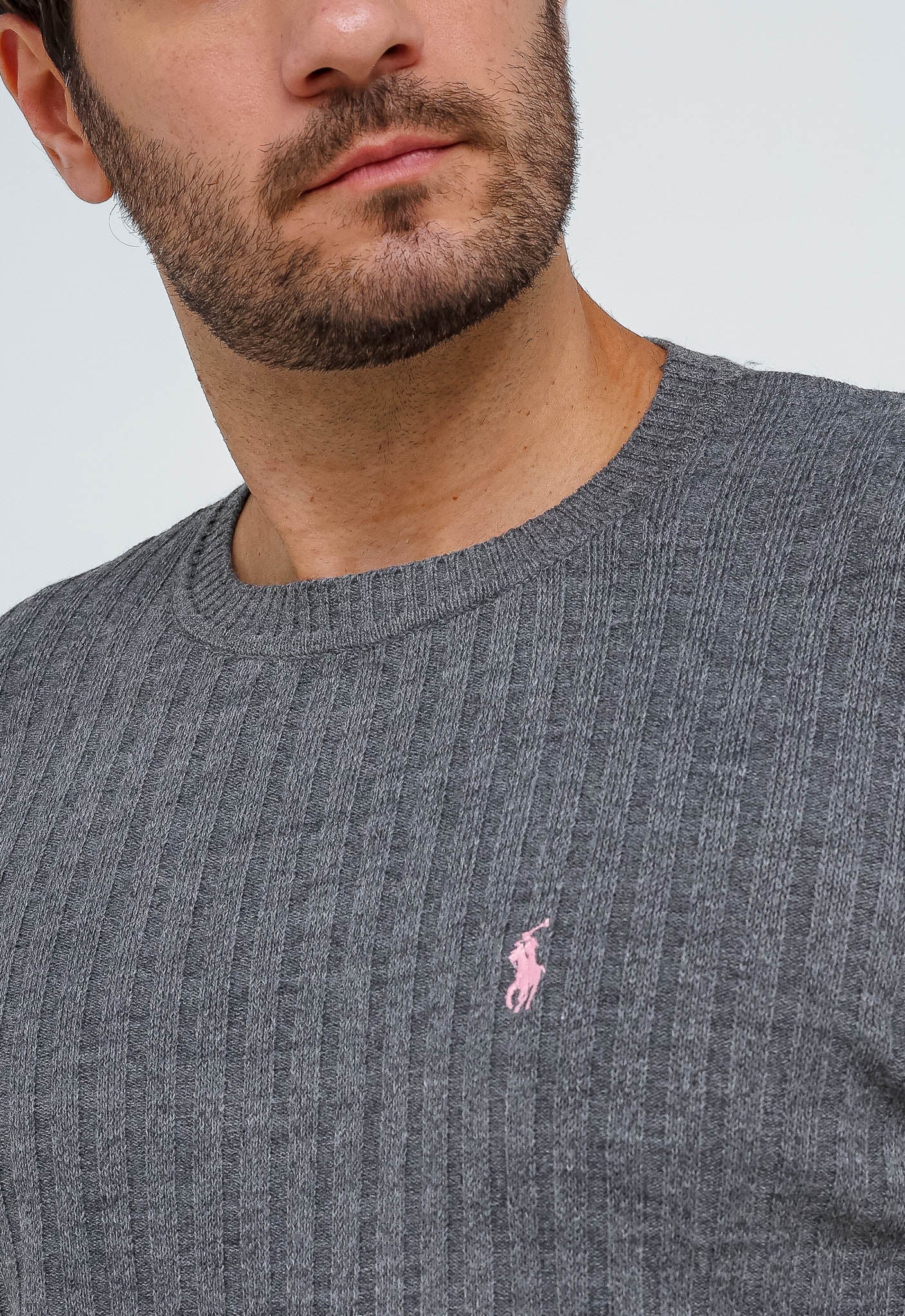 Suéter RL Cinza Mescla C/ Poney Rosa - Henri Store