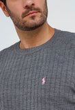 Suéter RL Cinza Mescla C/ Poney Rosa - Henri Store