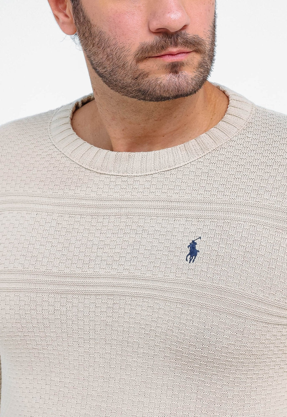 Suéter RL Detalhado Bege C/ Poney Marinho - Henri Store