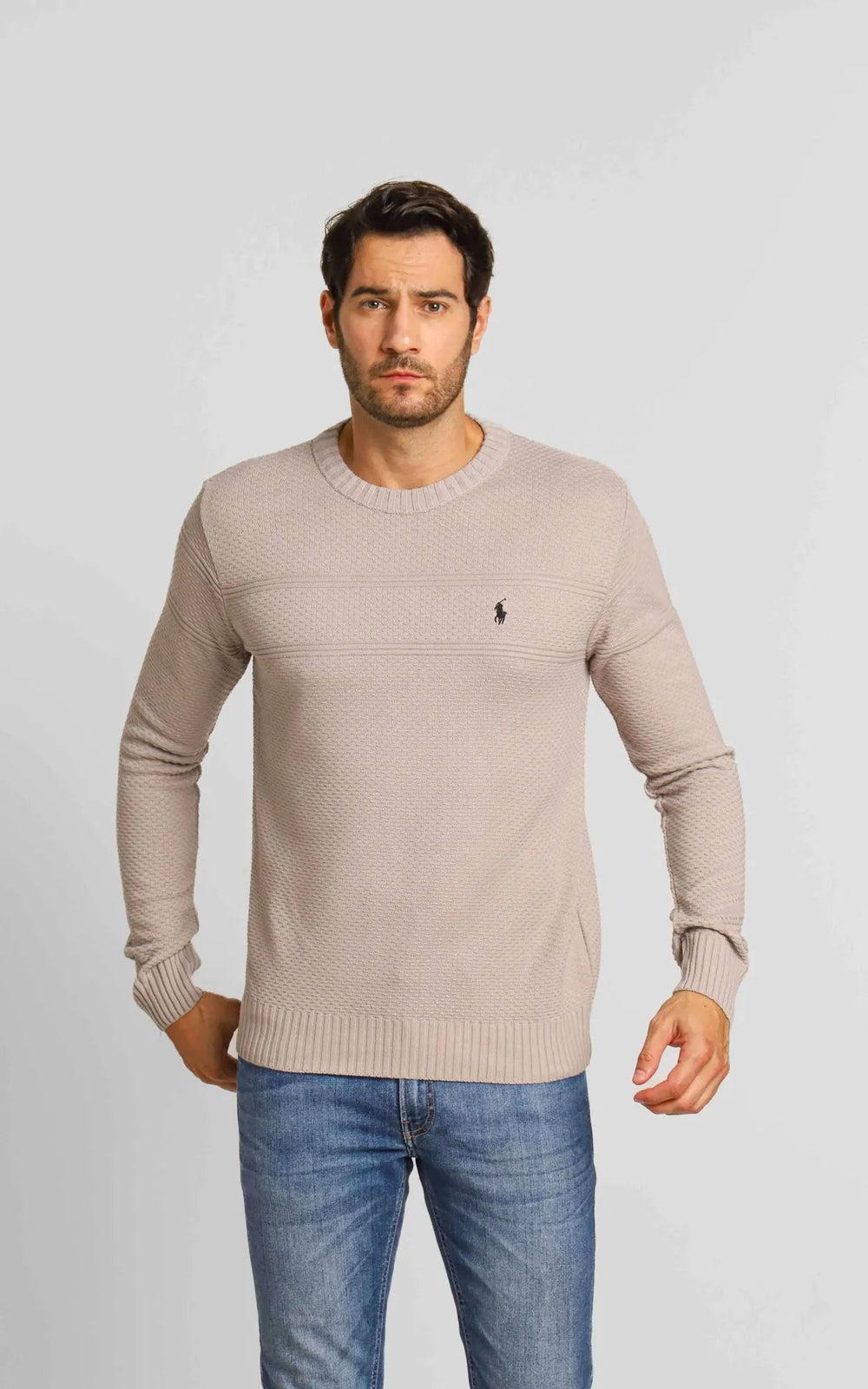 Suéter RL Detalhado Cinza C/ Poney Preto - LIVE - Henri Store