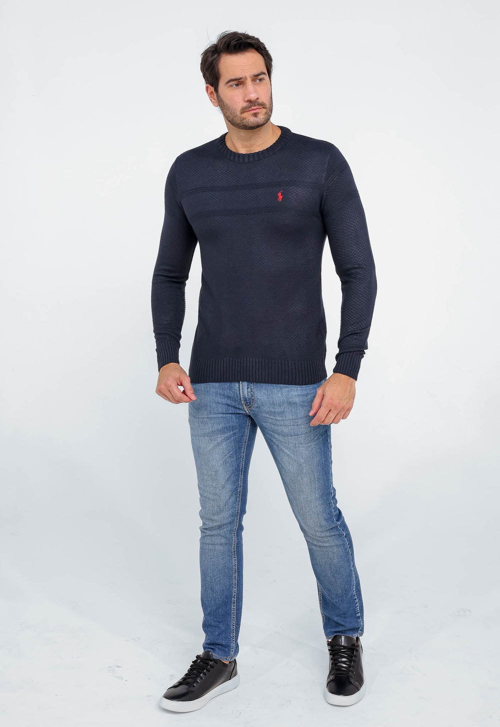 Suéter RL Detalhado Marinho C/ Poney Vermelho - Henri Store