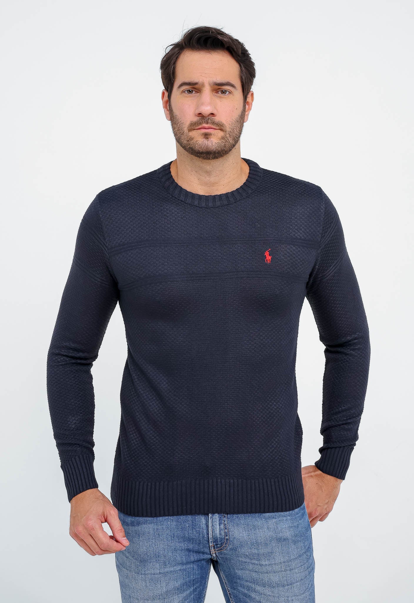 Suéter RL Detalhado Marinho C/ Poney Vermelho - Henri Store