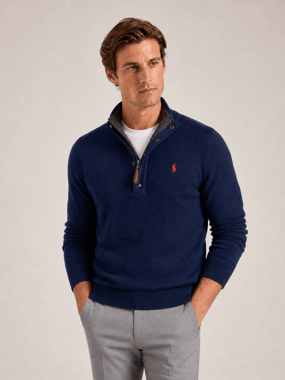 Suéter RL Gola Botão/Zíper Interno - Henri Store