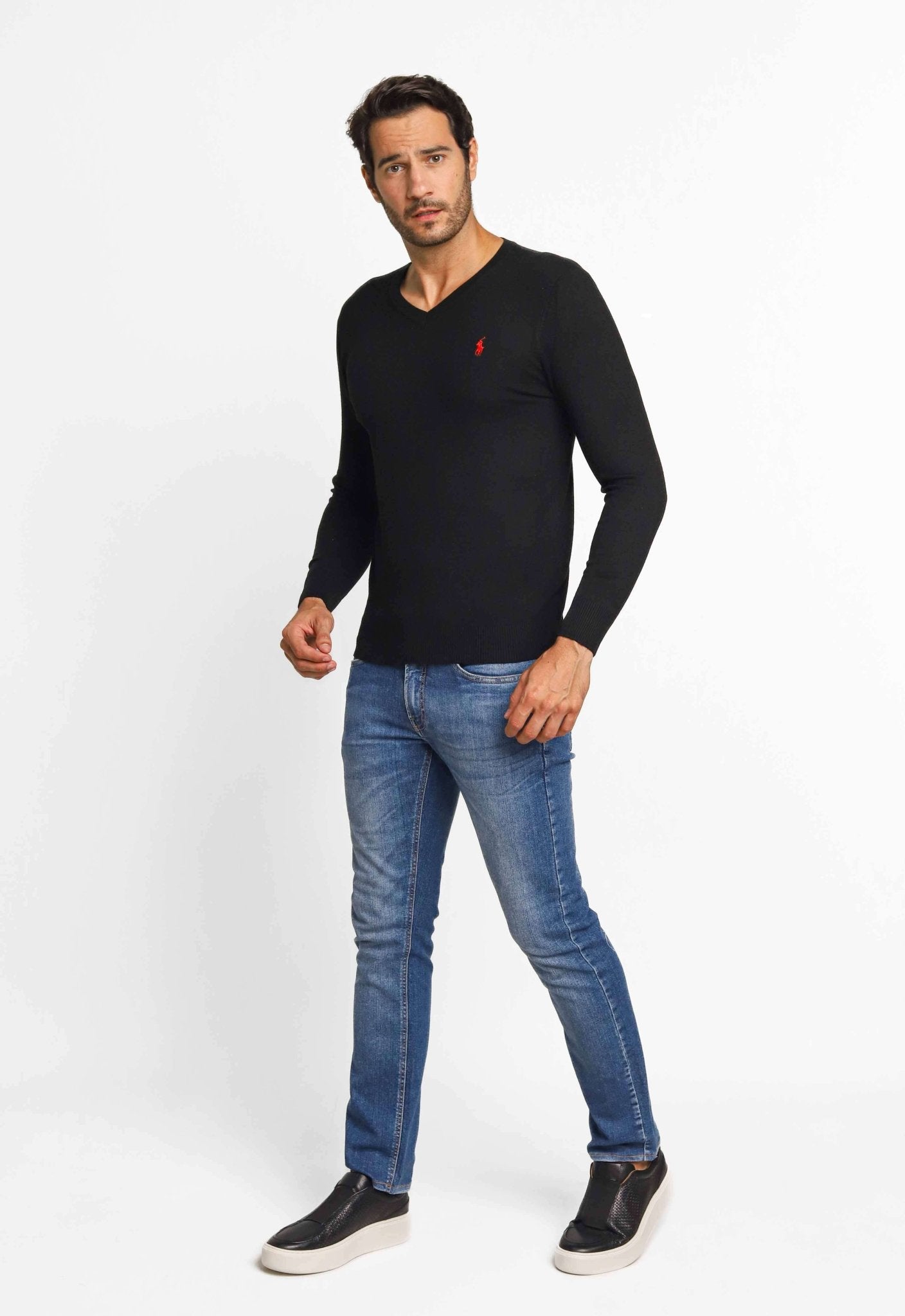 Suéter RL Gola V Preto - Henri Store