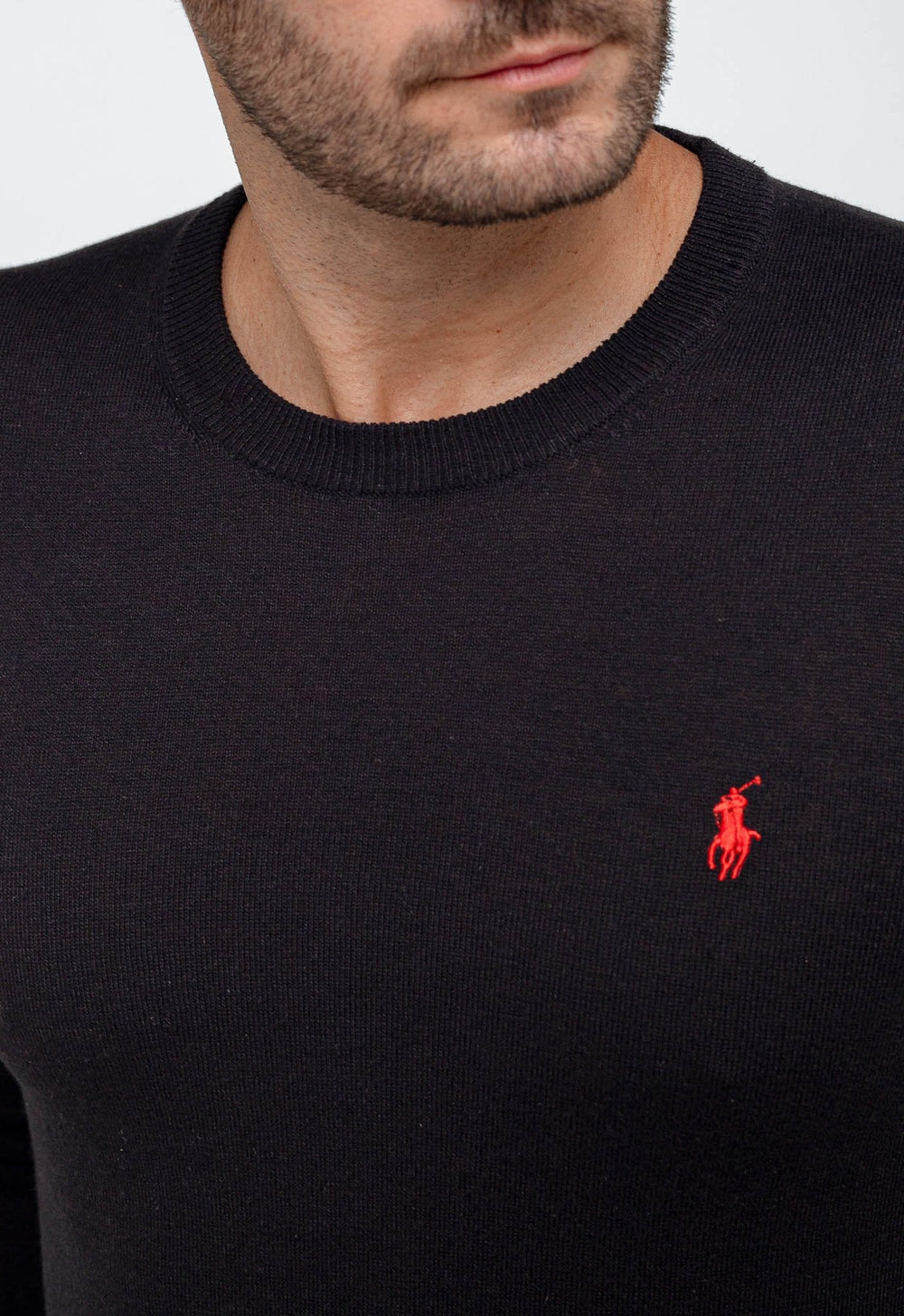 Suéter RL Preto C/ Ponei Vermelho - Henri Store