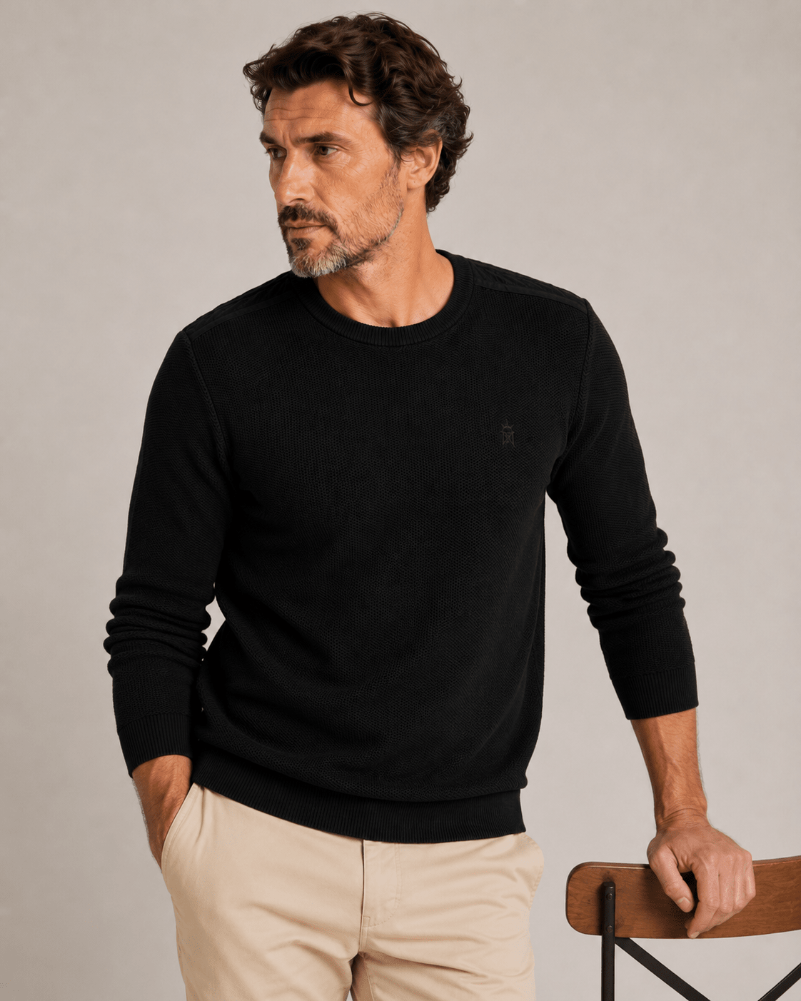 Suéter Sergio K Tricot Detalhe Camurça - Henri Store
