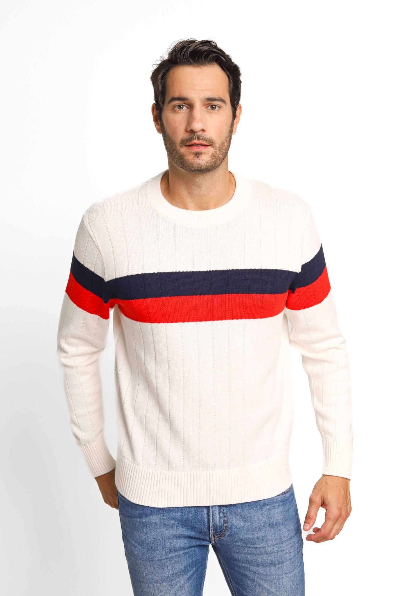 Suéter Tommy Hilfiger Colourblock Structur Branco - Henri Store