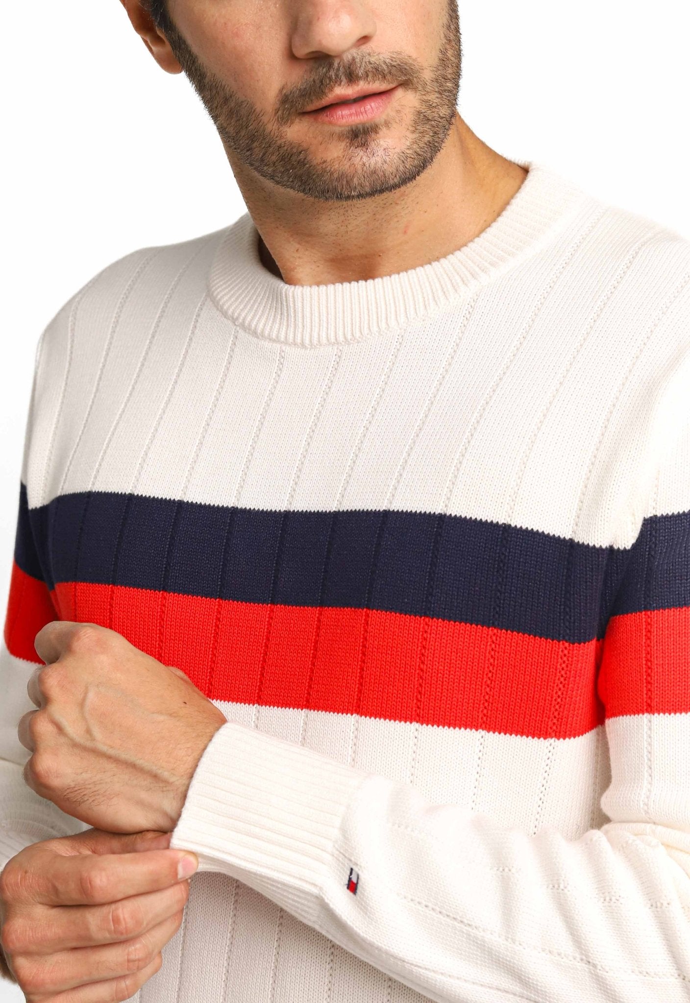 Suéter Tommy Hilfiger Colourblock Structur Branco - Henri Store