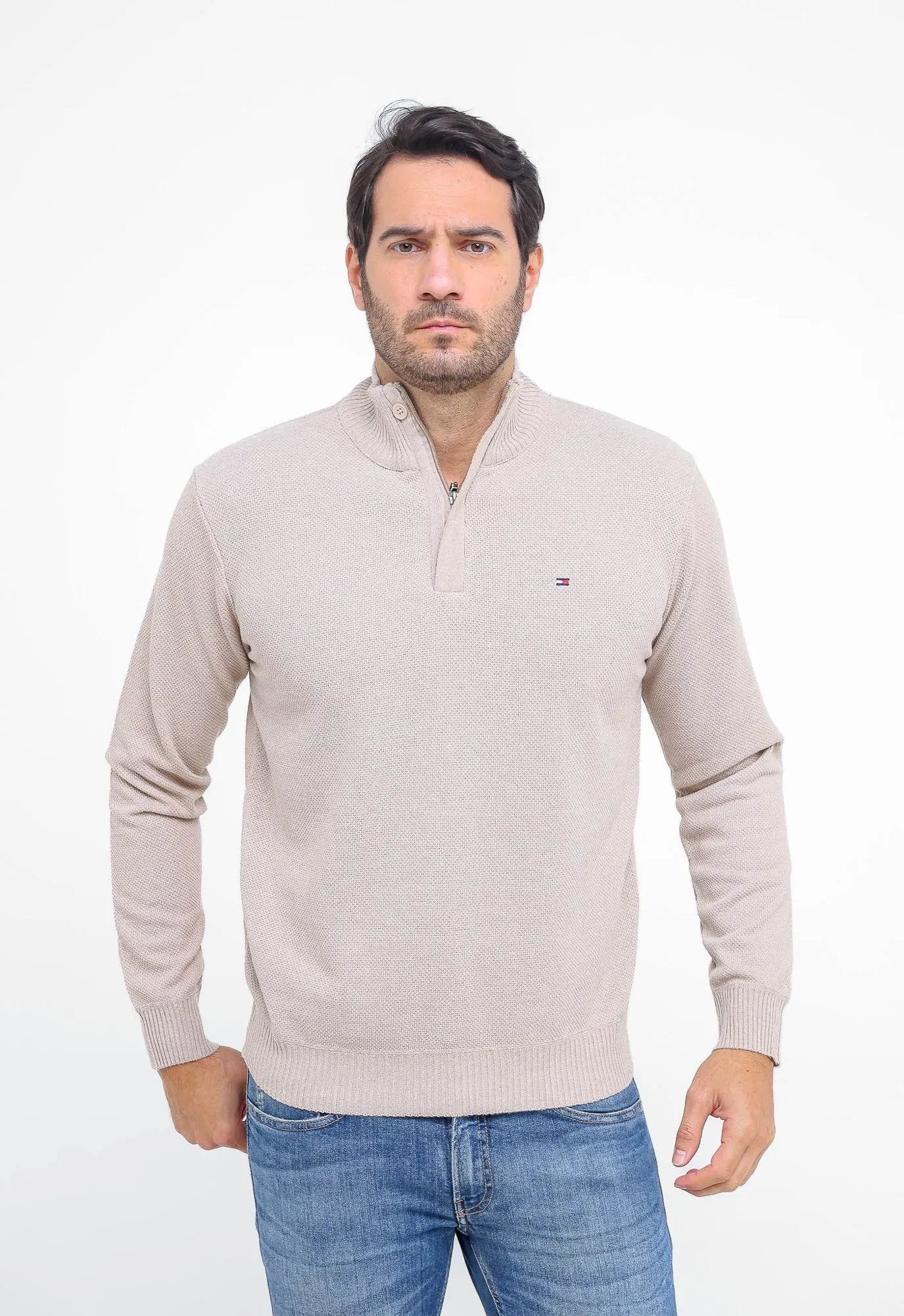 Suéter Tommy Hilfiger Gola Alta Zip - Henri Store
