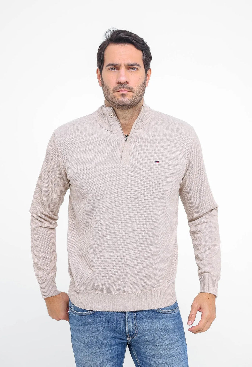 Suéter Tommy Hilfiger Gola Alta Zip - Henri Store