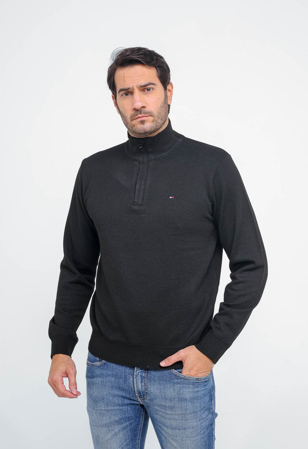 Suéter Tommy Hilfiger Gola Alta Zip - Henri Store