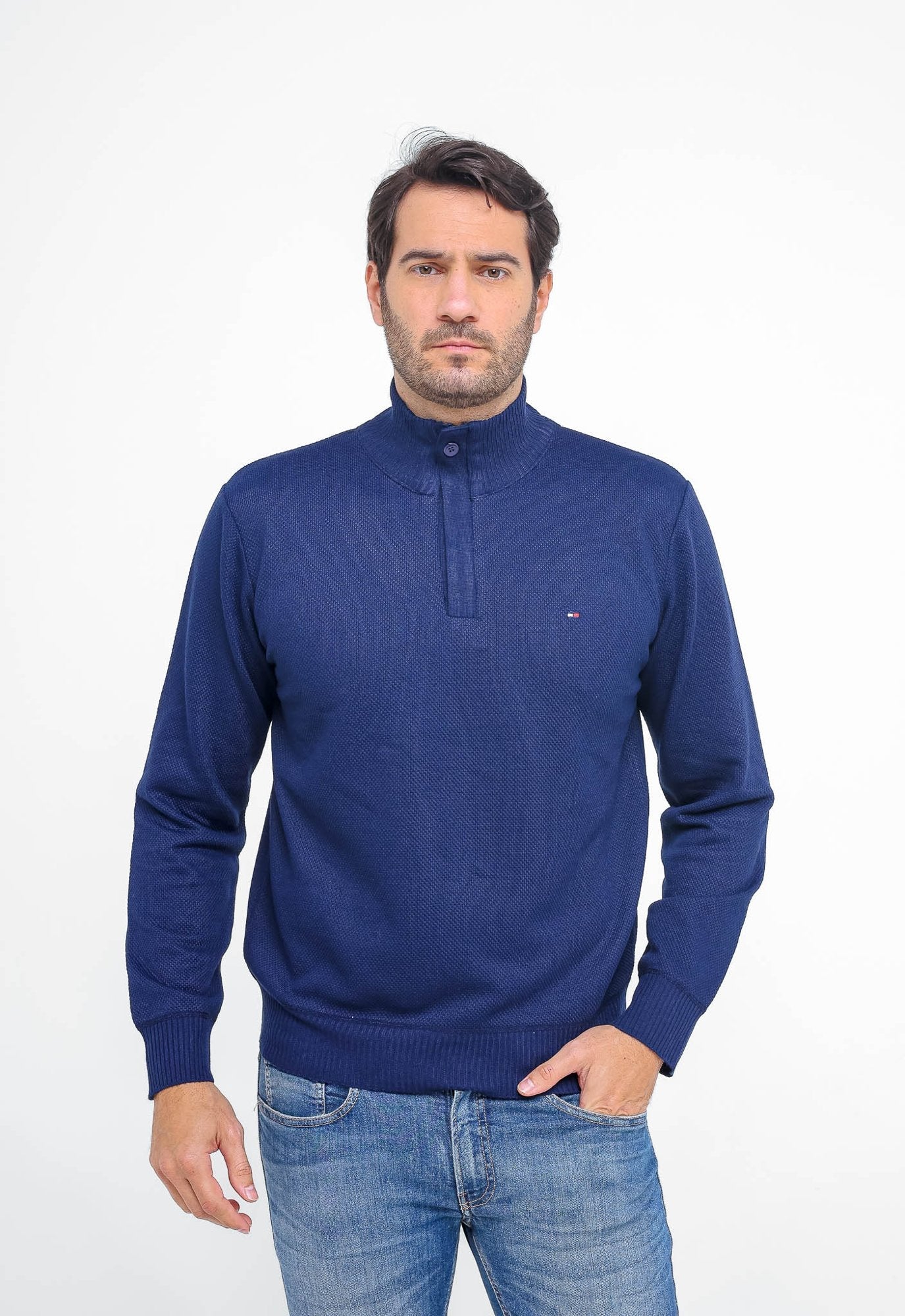 Suéter Tommy Hilfiger Gola Alta Zip - Henri Store