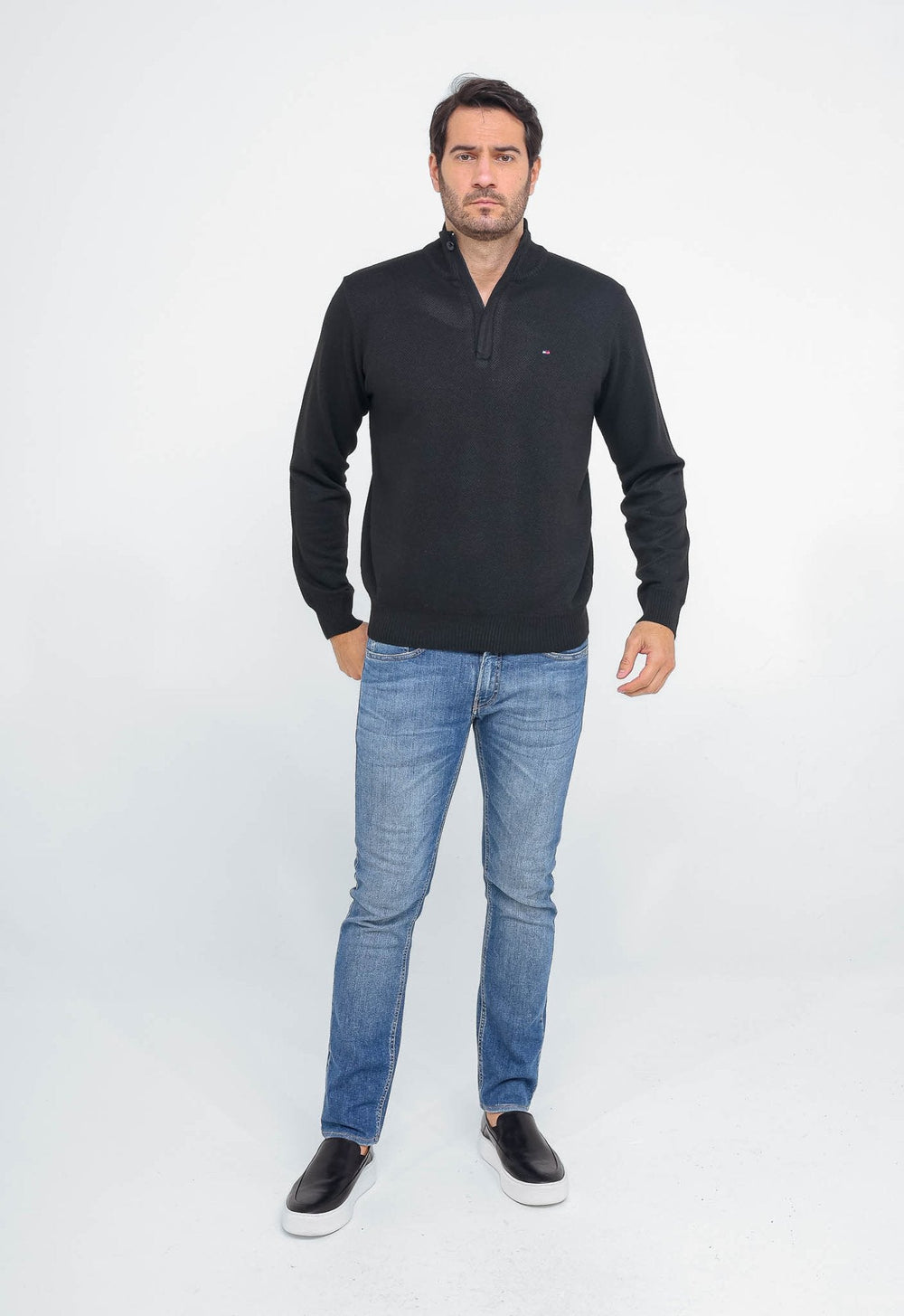 Suéter Tommy Hilfiger Gola Alta Zip - Henri Store